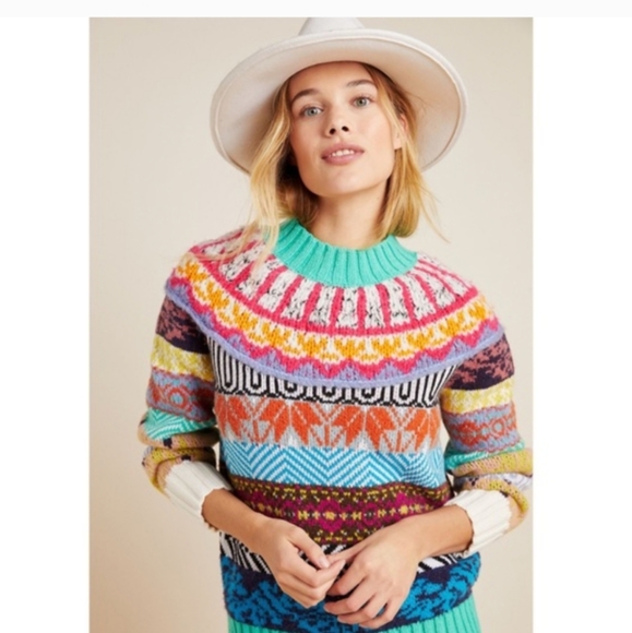 Anthropologie Ryan Fair Isle Sweater 